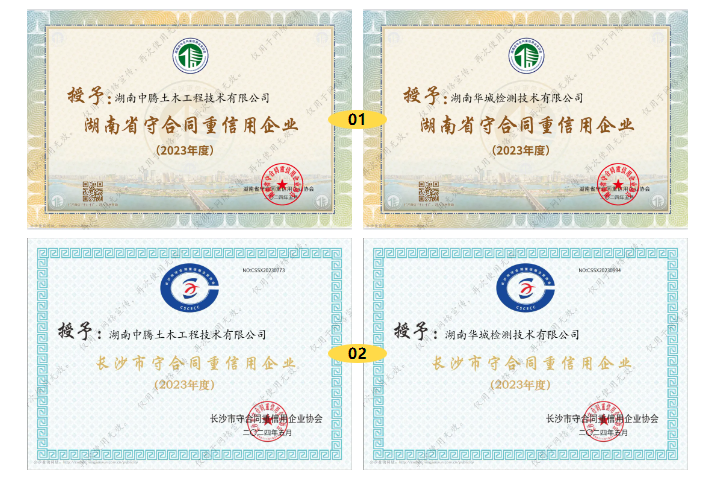 中騰結(jié)科子公司閃耀雙星，榮獲“湖南省守合同重信用企業(yè)”稱號